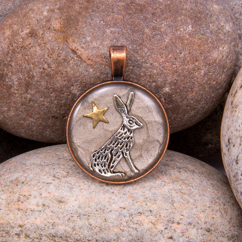Moon Gazing Hare Pendant (#1189)